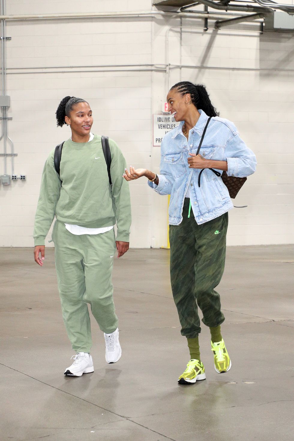 uncasville, ct september 10 alyssa thomas 25 and dewanna bonner 24 of the connecticut sun arrive at the arena before the game against the chicago sky on september 10, 2023 at the mohegan sun arena in uncasville, connecticut note to user user expressly acknowledges and agrees that, by downloading and or using this photograph, user is consenting to the terms and conditions of the getty images license agreement mandatory copyright notice copyright 2023 nbae photo by chris marionnbae via getty images